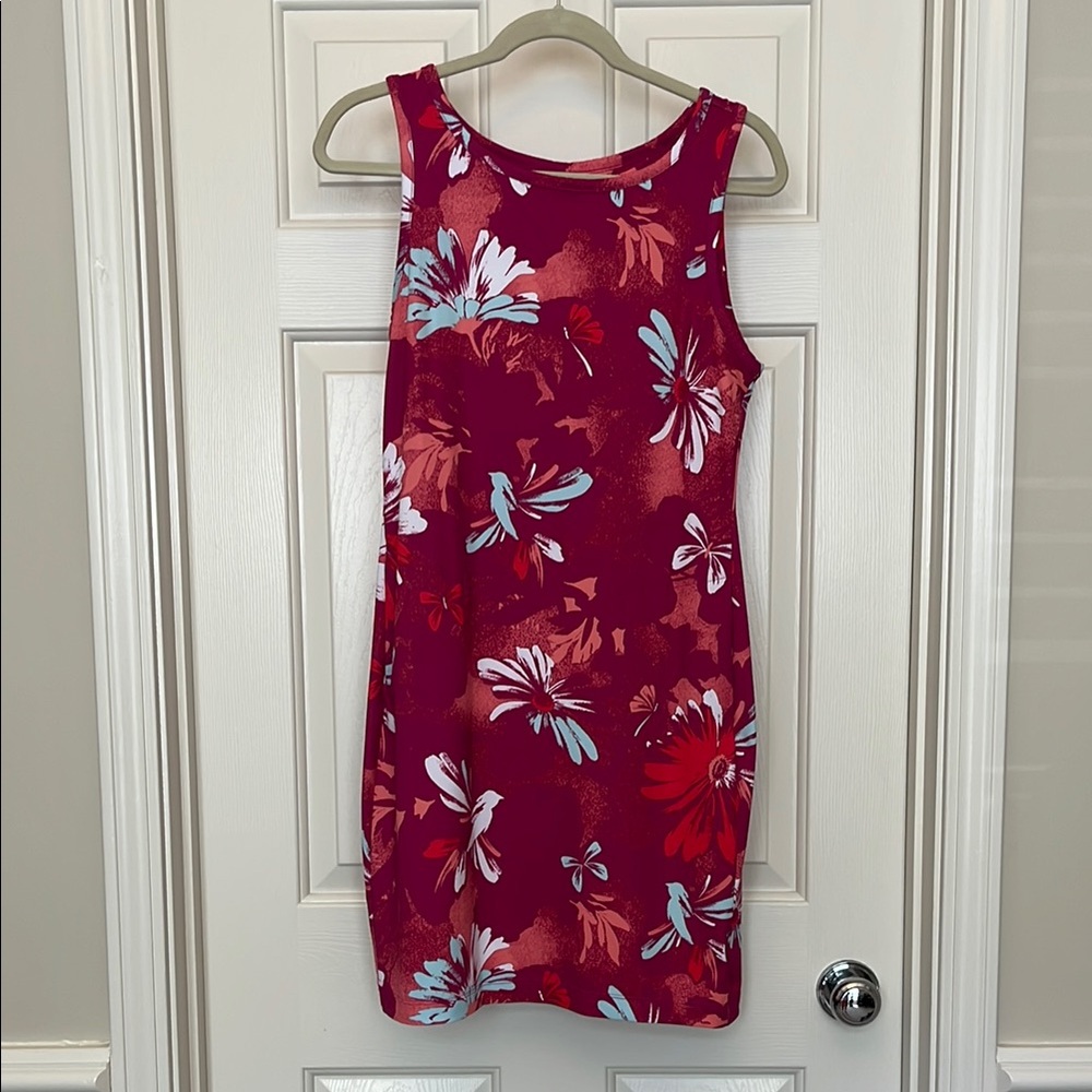 Floral Sleeveless Dress - Red and Orange